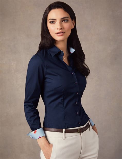 Navy blue blouse apparel