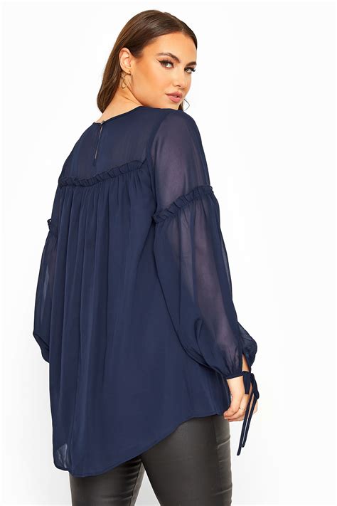 Navy blue blouse clothing