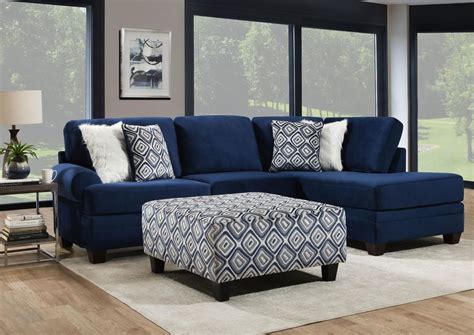 Navy Blue Sectionals in a Modern Living Room