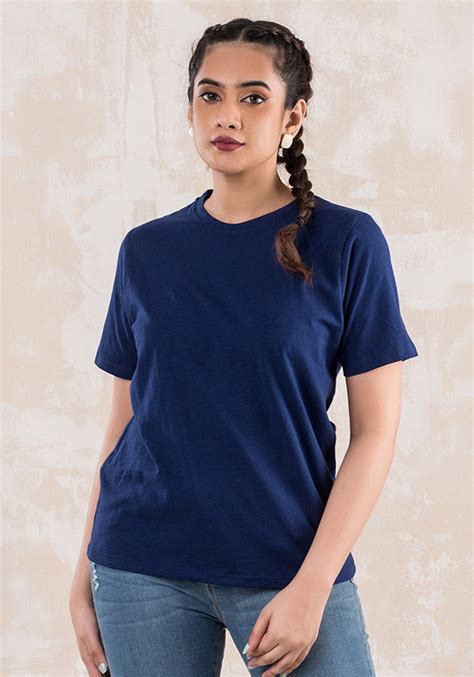 Navy blue tee with jewelry