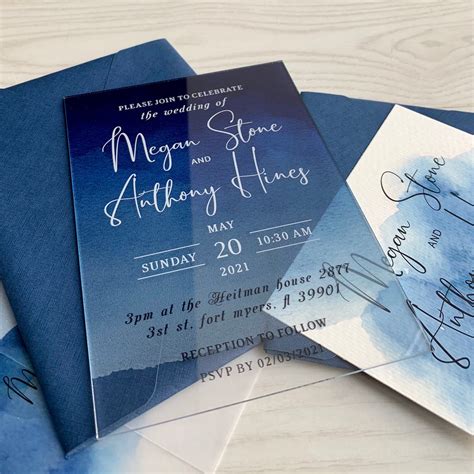 Navy Blue Wedding Invitation with Die-Cutting