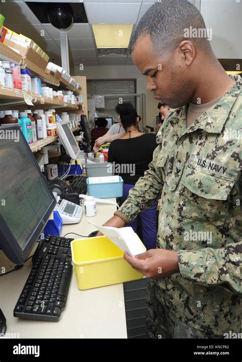 Navy Corpsman in pharmacy