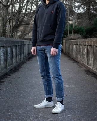 Navy hoodie with jeans