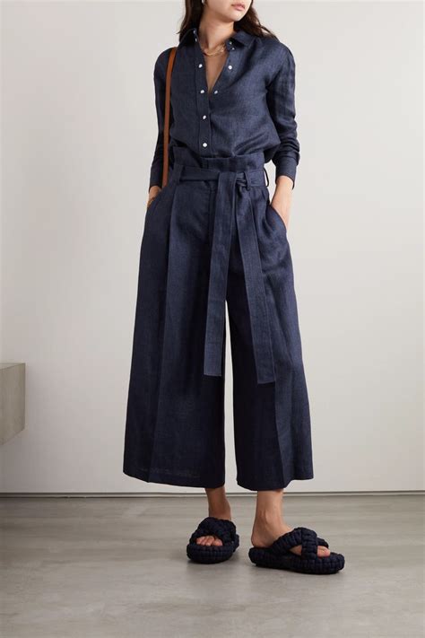 Navy Linen Pants with Sandals