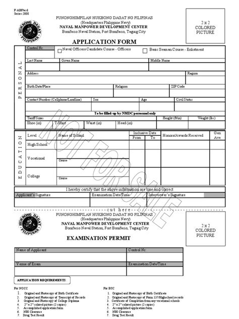 Navy Officer Application Form