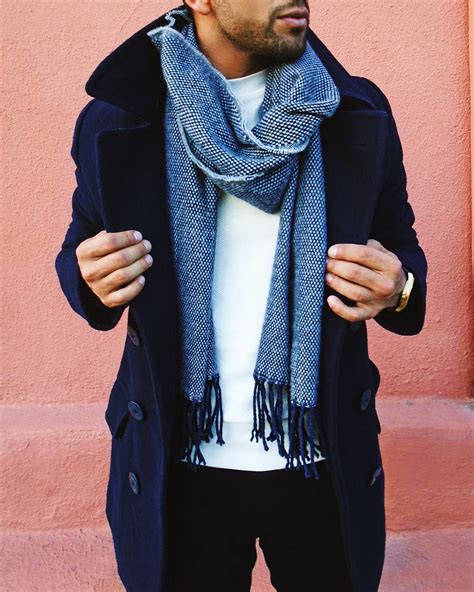 Navy Pea Coat with Scarf