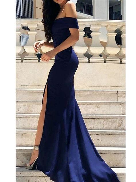 Navy prom dress with a bodycon design