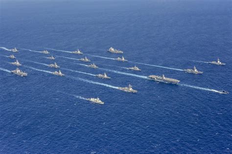 Navy ships sailing