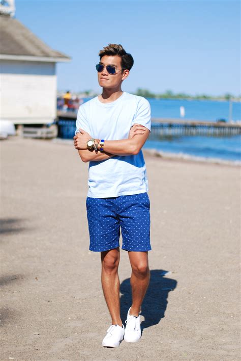 Navy Shorts Beach Look