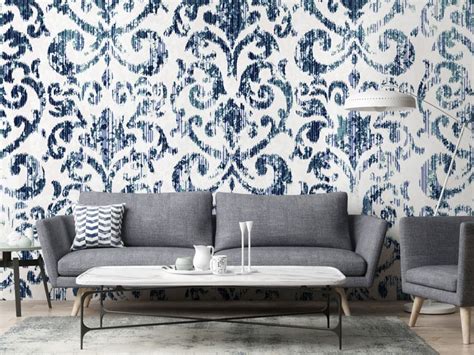 Navy wallpaper trends in a bathroom