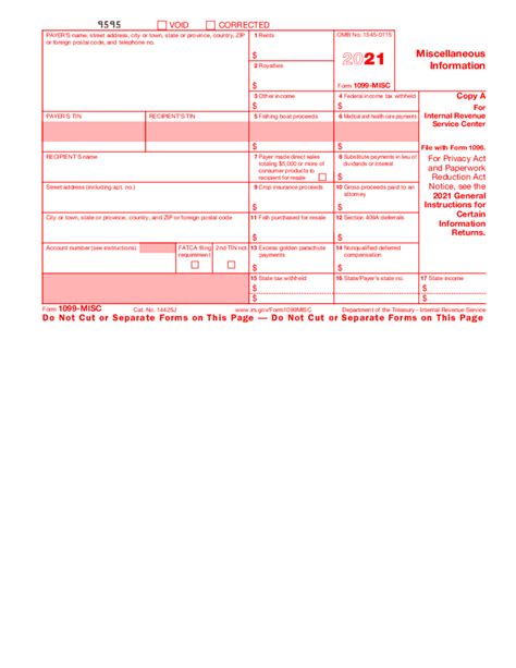 NC 1099 Form Printable Template