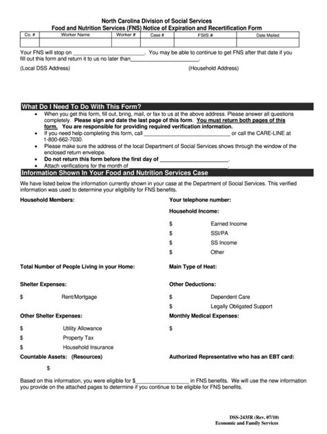 NC Food Stamp Recertification Form