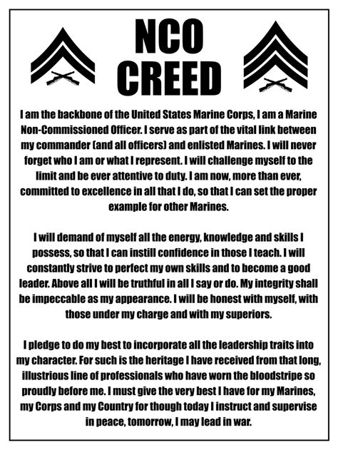 NCO Creed printable PDF