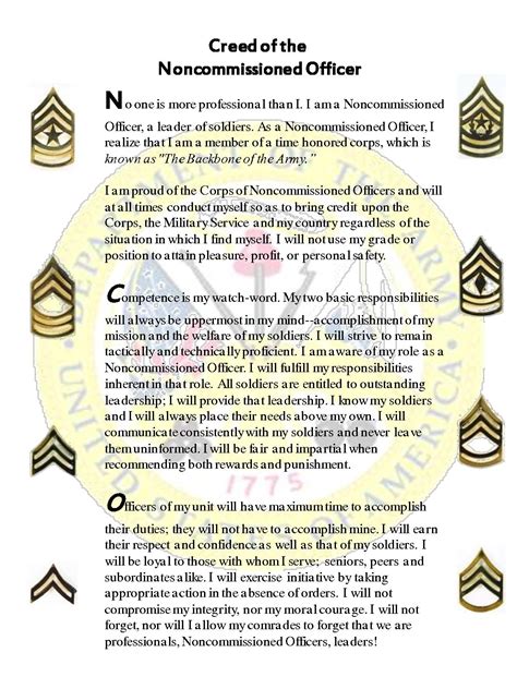 NCO Creed printable US Coast Guard