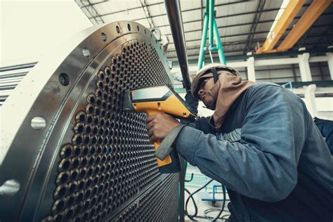 NDT technician inspecting a manufacturing component