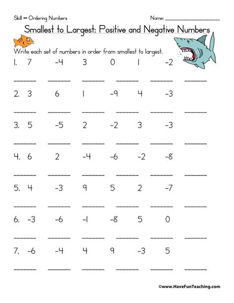 Negative Numbers Practice