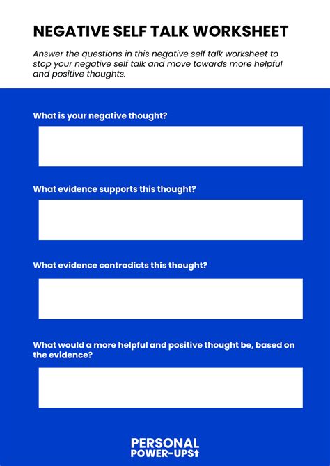 Negative Self-Talk Worksheet Example