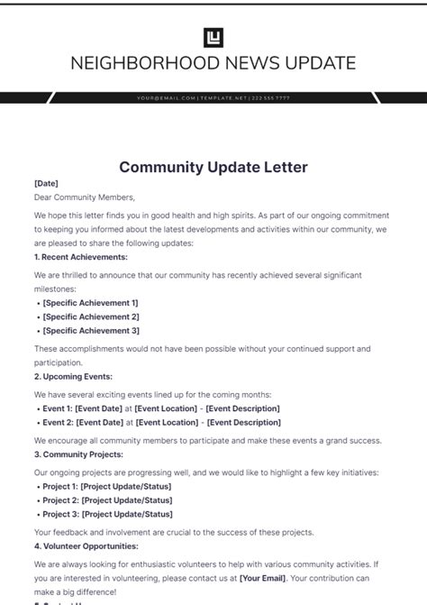 Neighborhood Update Letter Template