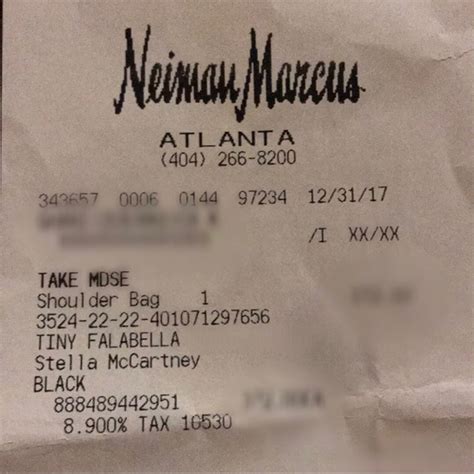 Neiman Marcus receipt template layout