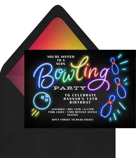 Neon Bowling Invitation