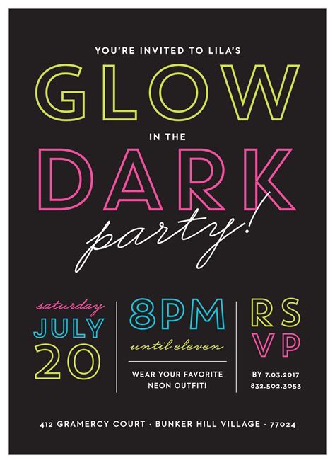 Neon party invitation ideas