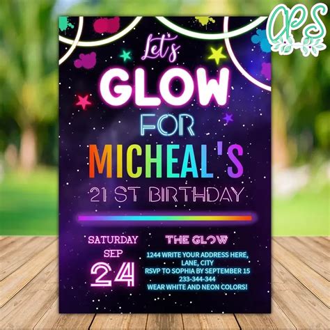 Neon party invitation templates