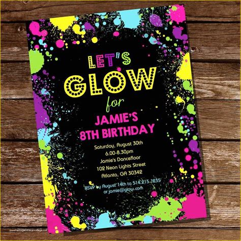 Neon party invitation templates free