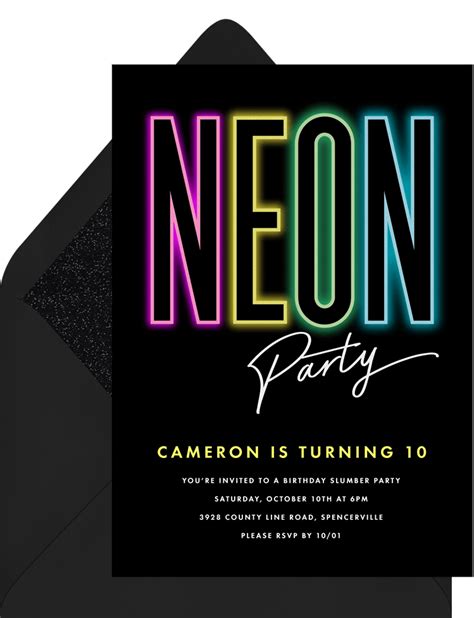 Neon Party Invitations Design