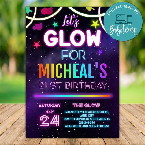 Neon Party Invitations Ideas