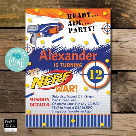 Nerf party invitation template 1