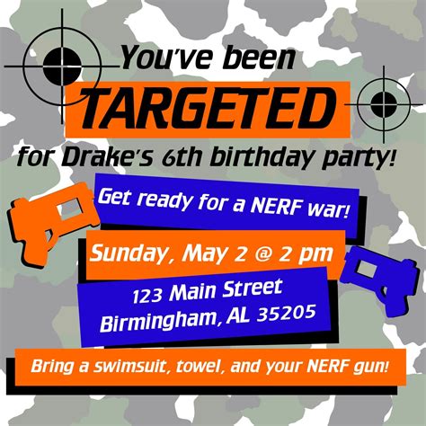 Nerf Party Invitation Template 1