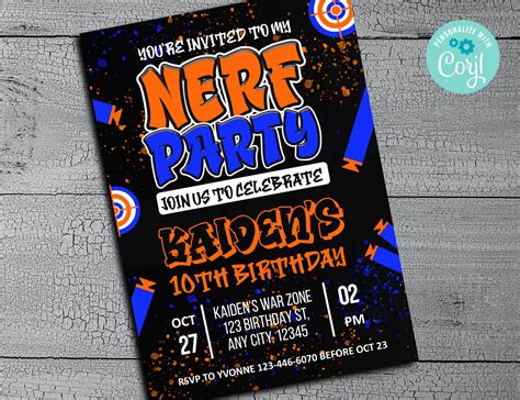 Nerf Party Invitation Template 10