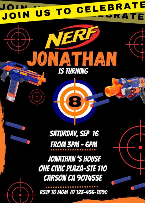 Nerf Party Invitation Template 2