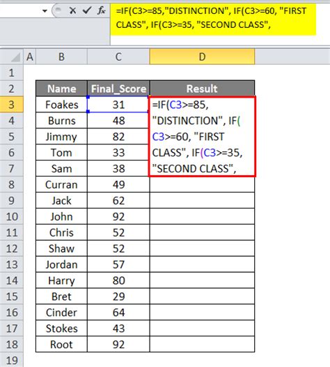 Understanding nested if formulas in Excel