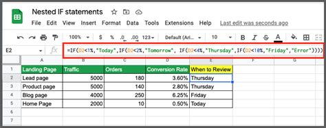 Example of Nested IF Functions with Arrays