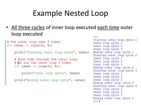 Example of a nested loop with a complex algorithm