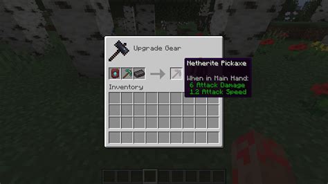 Netherite pickaxe upgrade in Minecraft