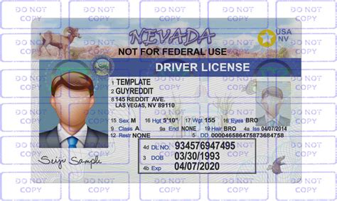 Nevada Driver License Template PDF