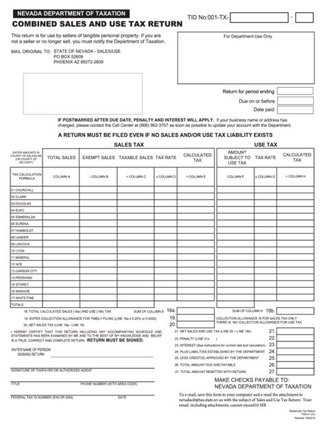 Nevada sales tax forms