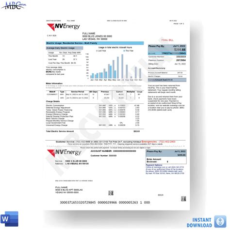 Nevada Utility Bill Template Sample 4