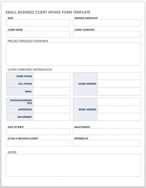 New client form template components