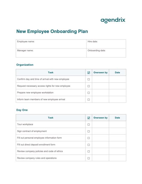 New employee onboarding template