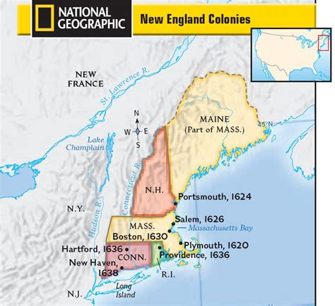 A map of the New England colonies