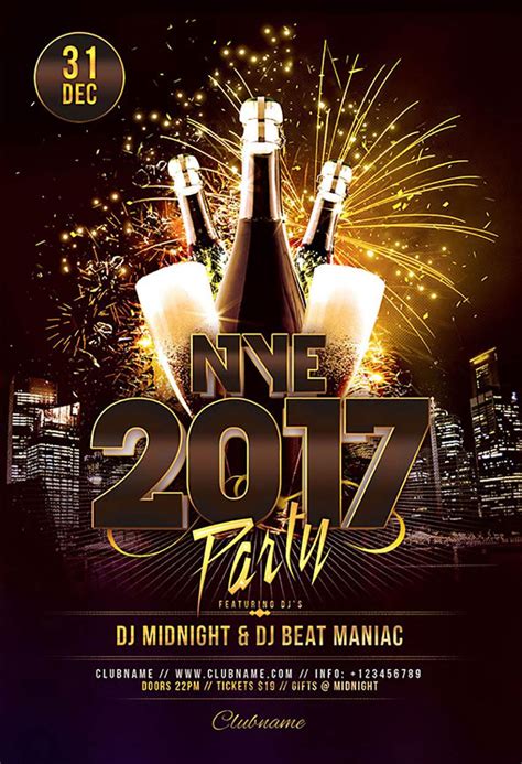 New Year's Eve Party Flyer Template Design Ideas