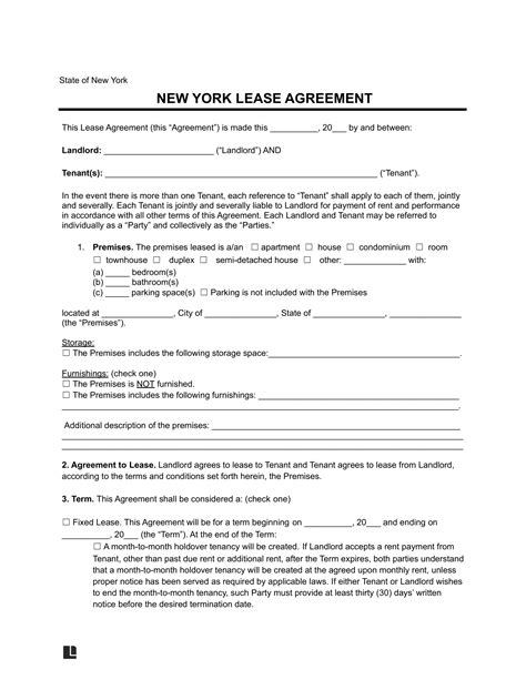 New York Lease Agreement Form