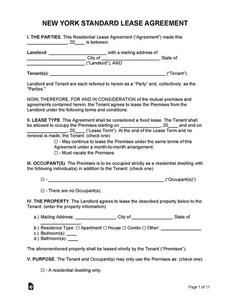 New York Lease Agreement Template