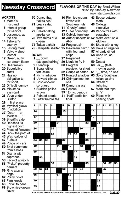 Newsday Crossword Puzzle Image 5