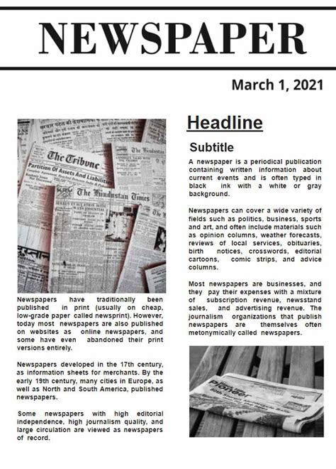 Newspaper Template Google Docs Download