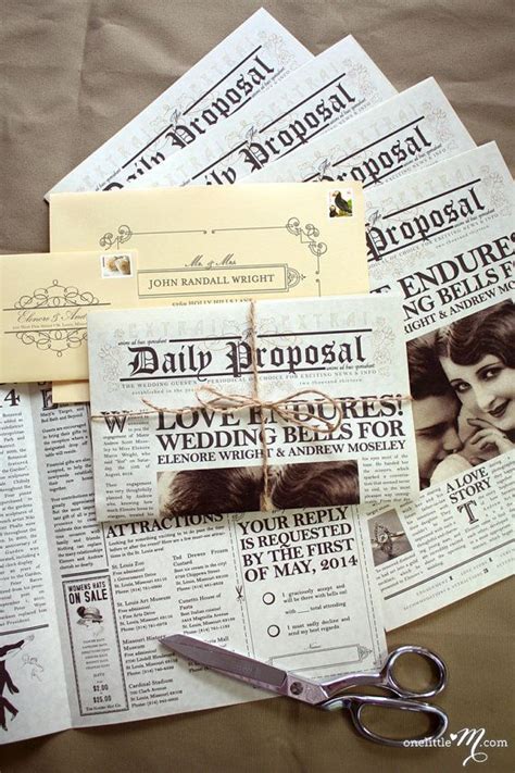 Newspaper wedding invitation design example