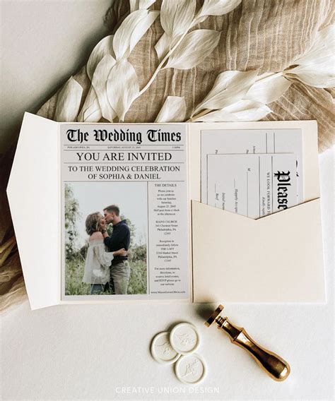 Newspaper wedding invitation designs